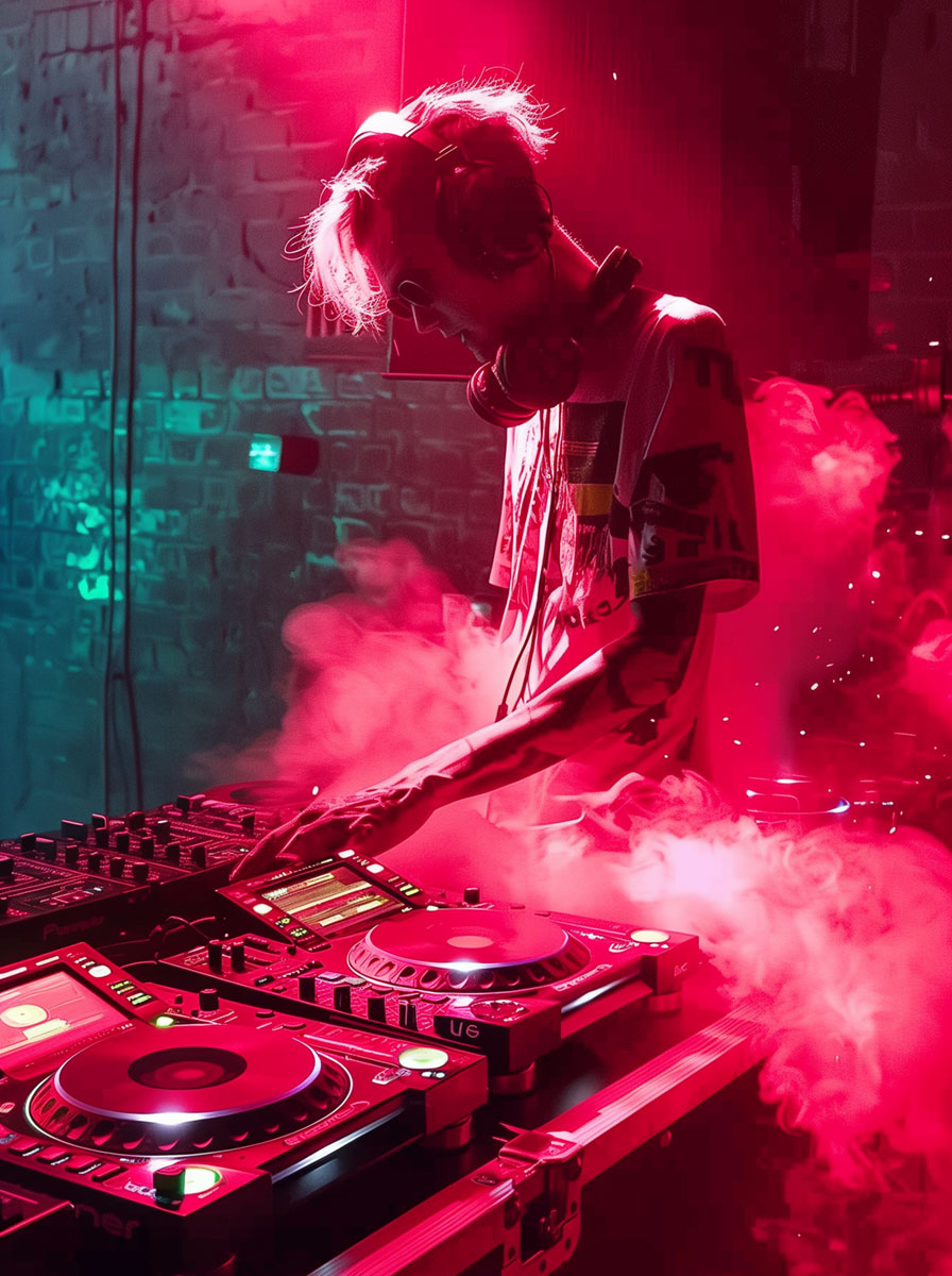The unknown human DJ performing before his transformation